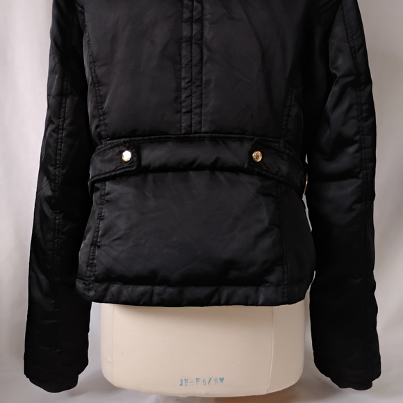 Women's Guess Black & Gold Winter Puffer Coat Hooded Jacket with Faux Fur Trim - Picture 8 of 16